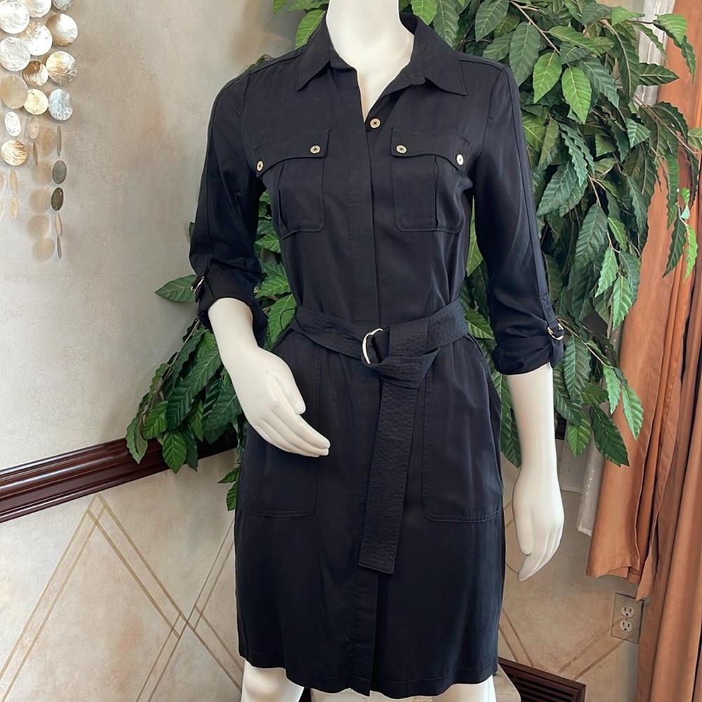WHBM TWILL SHIRT DRESS WITH REMOVABLE BELT - Picture 5 of 12